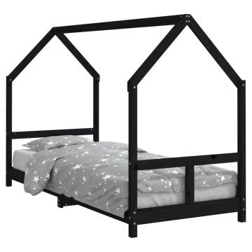 Kids Bed Frame Black 80x200 cm Solid Wood Pine | HipoMarket