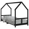 Kids Bed Frame Black 80x200 cm Solid Wood Pine | HipoMarket