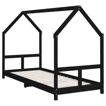 Kids Bed Frame Black 80x200 cm Solid Wood Pine | HipoMarket