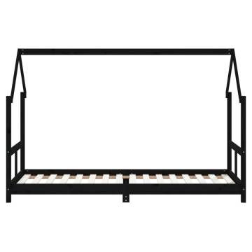 Kids Bed Frame Black 80x200 cm Solid Wood Pine | HipoMarket