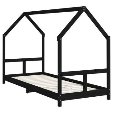 Kids Bed Frame Black 80x200 cm Solid Wood Pine | HipoMarket