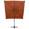 4-Tier Terracotta Parasol with Aluminium Pole - 250x250 cm