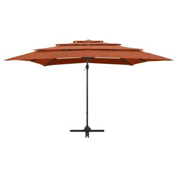 4-Tier Terracotta Parasol with Aluminium Pole - 250x250 cm