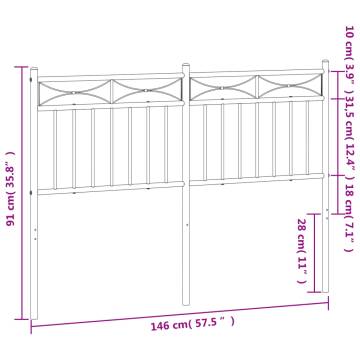 Stylish White Metal Headboard 140 cm - Hipomarket