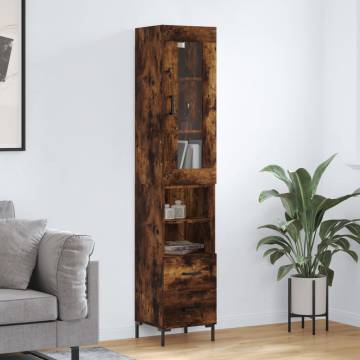 Stylish Highboard in Smoked Oak - 34.5x34x180 cm