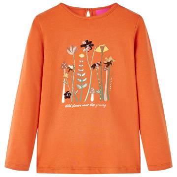 Burnt Orange Long Sleeve Kids' T-shirt - Size 140