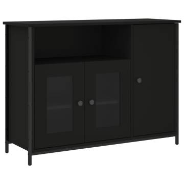 Classic Black Sideboard - Engineered Wood 100x35x75 cm