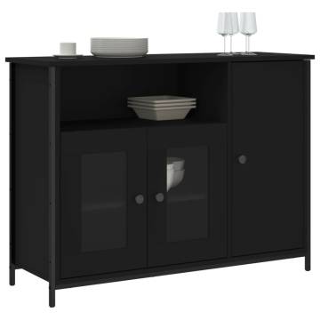 Classic Black Sideboard - Engineered Wood 100x35x75 cm