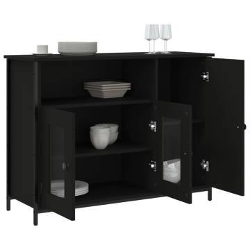 Classic Black Sideboard - Engineered Wood 100x35x75 cm