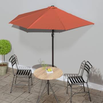 Terracotta Balcony Parasol with Aluminium Pole - 270x144 cm