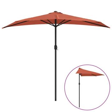 Terracotta Balcony Parasol with Aluminium Pole - 270x144 cm