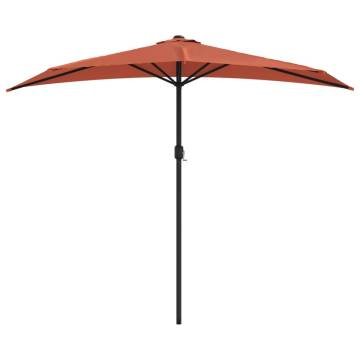 Terracotta Balcony Parasol with Aluminium Pole - 270x144 cm