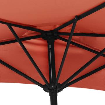 Terracotta Balcony Parasol with Aluminium Pole - 270x144 cm