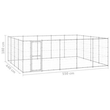 Outdoor Dog Kennel Galvanised Steel 24.2 m² | HipoMarket