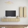 4 Piece TV Cabinet Set Sonoma Oak Engineered Wood Colour sonoma oak Quantity in Package 4 Width 100 cm 