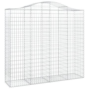 Arched Gabion Baskets - 15 pcs Galvanised Iron | Hipomarket UK