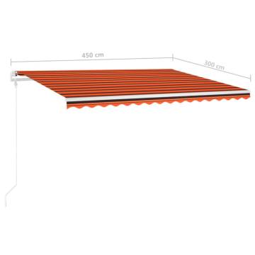 Manual Retractable Awning 4.5x3m - Orange & Brown