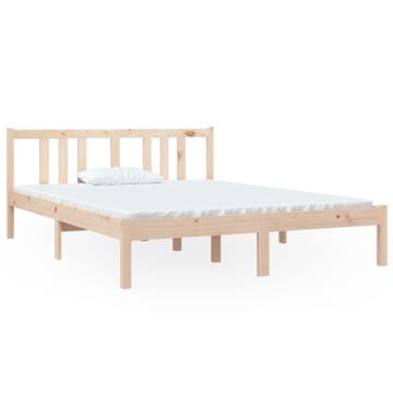 Solid Wood Bed Frame 140x190 cm - Modern & Sturdy Design