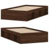 Brown Oak Bed Frame 90x200 cm - Modern & Practical Design