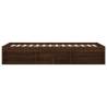 Brown Oak Bed Frame 90x200 cm - Modern & Practical Design