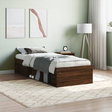 Brown Oak Bed Frame 75x190 cm Small Single | Hipomarket