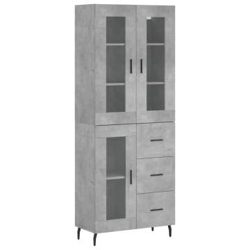 Highboard Concrete Grey 69.5x34x180 cm | Stylish Storage