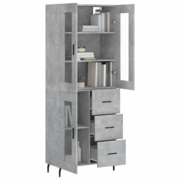 Highboard Concrete Grey 69.5x34x180 cm | Stylish Storage