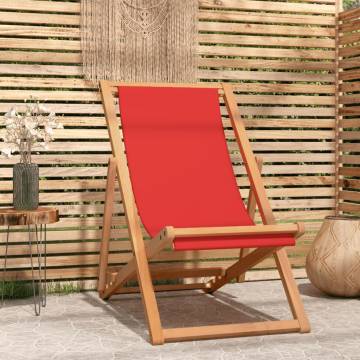 Folding Beach Chair - Solid Teak Wood in Red | HiPo Market