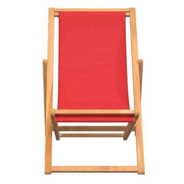 Folding Beach Chair - Solid Teak Wood in Red | HiPo Market