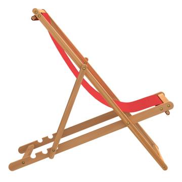 Folding Beach Chair - Solid Teak Wood in Red | HiPo Market