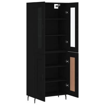 Highboard Black 69.5x34x180 cm - Stylish Engineered Wood Storage