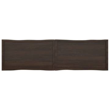 Table Top Dark Brown Solid Wood Live Edge - 220x60 cm