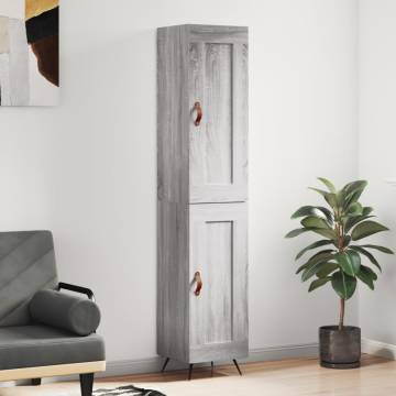 Stylish Highboard Grey Sonoma 34.5x34x180 cm | HipoMarket