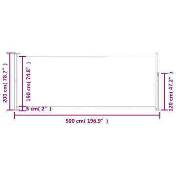 Patio Retractable Side Awning 200x500 cm - Stylish Grey Awning