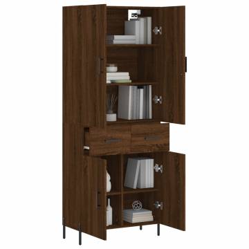 Elegant Highboard Brown Oak - 69.5x34x180 cm Engineered Wood