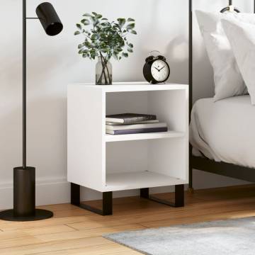 Elegant White Bedside Cabinet | 40x30x50 cm Engineered Wood