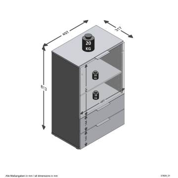 FMD Dresser with Drawer and Doors - Black, 49.7x31.7x81.3 cm