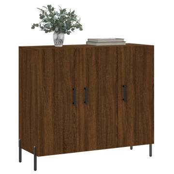 Brown Oak Sideboard 90x34x80 cm - Engineered Wood Style