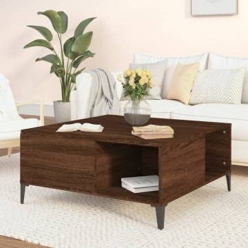 Brown Oak Coffee Table - 80x80 cm Engineered Wood | HipoMarket