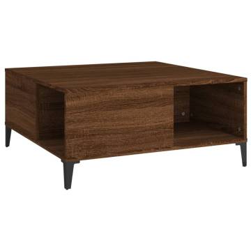 Brown Oak Coffee Table - 80x80 cm Engineered Wood | HipoMarket