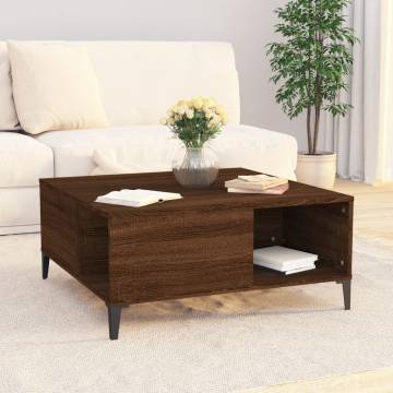 Brown Oak Coffee Table - 80x80 cm Engineered Wood | HipoMarket