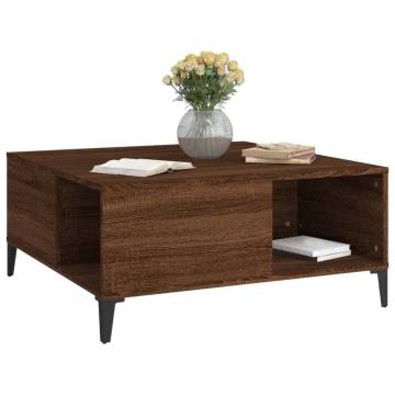 Brown Oak Coffee Table - 80x80 cm Engineered Wood | HipoMarket