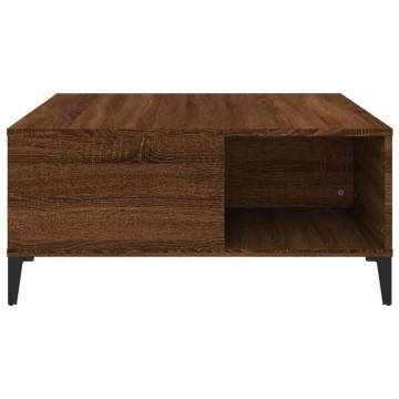 Brown Oak Coffee Table - 80x80 cm Engineered Wood | HipoMarket