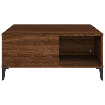 Brown Oak Coffee Table - 80x80 cm Engineered Wood | HipoMarket