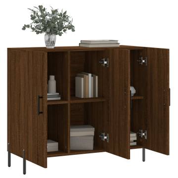 Brown Oak Sideboard 90x34x80 cm - Engineered Wood Style