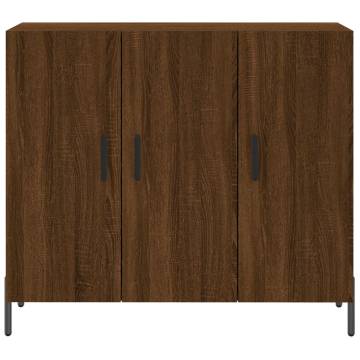 Brown Oak Sideboard 90x34x80 cm - Engineered Wood Style