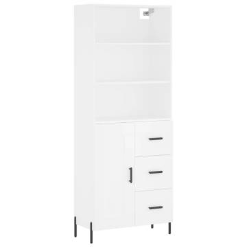 Stylish Highboard White 69.5x34x180 cm | Durable Engineered Wood