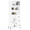 Stylish Highboard White 69.5x34x180 cm | Durable Engineered Wood