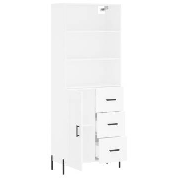 Stylish Highboard White 69.5x34x180 cm | Durable Engineered Wood