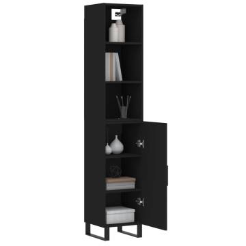 Elegant Highboard Black - 34.5x34x180 cm | Hipomarket